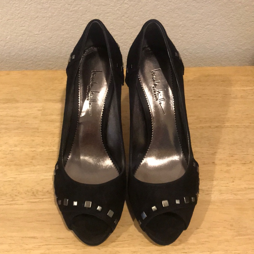 Nicole Miller Black Suede Heels